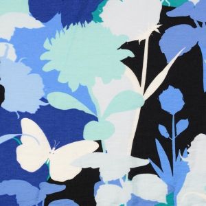 Viskose nylon blumen blau