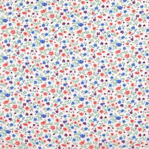 Viskose popeline blumen rot/blau