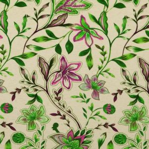 Viskose leinen digitaldruck blumen grün