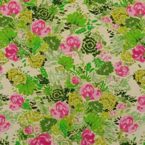 Viskose leinen digitaldruck blumen grün