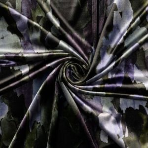 Samt stoff digitaldruck batik dunkelgrün multicolor