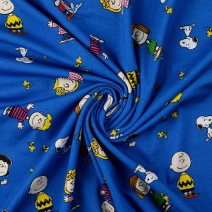 Baumwolljersey digitaldruck snoopy & freunde blau