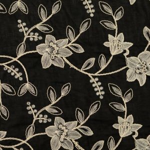 Voile stoff stickerei blumen schwarz