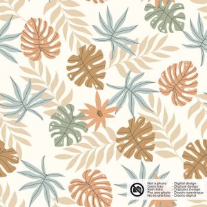 Baumwolle popeline blätter offwhite