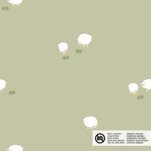 Baumwolle popeline schafe olivgrün