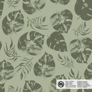 Baumwolle popeline blätter olivgrün