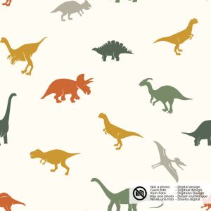 Baumwolle popeline dinos offwhite