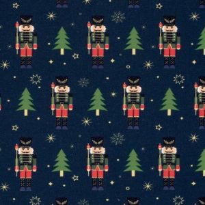 Sweat/french terry weihnachten nussknacker marine/gold