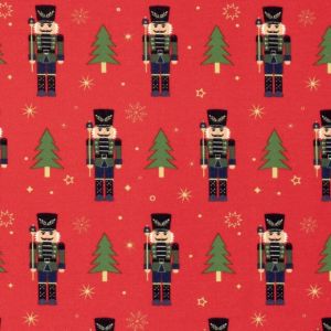 Sweat/french terry weihnachten nussknacker rot/gold