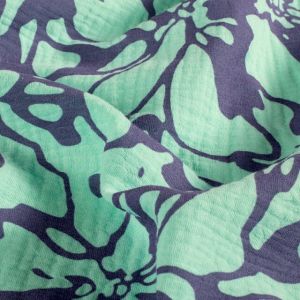 Baumwoll musselin abstrakt türkis