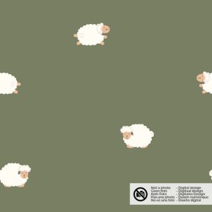 Baumwolljersey schafe dunkelgrün