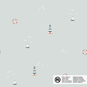 Baumwolljersey leuchttürme hellgrau