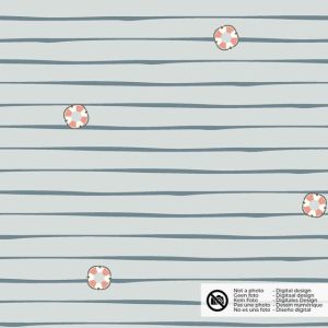 Baumwolljersey rettungsringe und streifen hellgrau