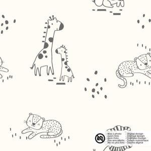 Baumwolljersey tiere offwhite