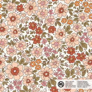 Baumwolle popeline blumen offwhite