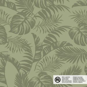 Baumwolle popeline blätter olivgrün