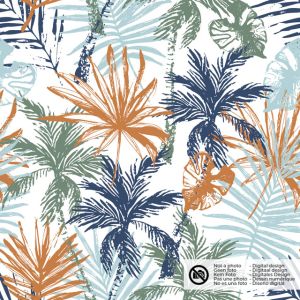 Baumwolle popeline blätter weiß