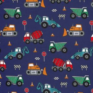 Sweat/french terry digitaldruck fahrzeugen kobalt