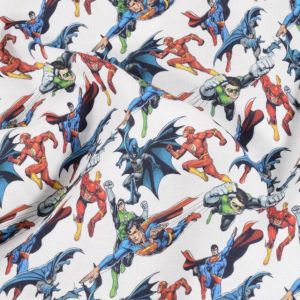 Baumwolle popeline justice league weiß