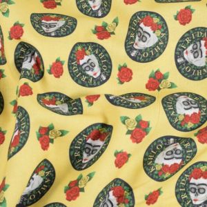 Baumwolle popeline frida khalo gelb