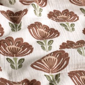 Baumwoll musselin blumen offwhite