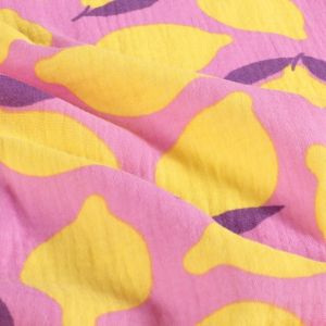 Baumwoll musselin zitronen rosa