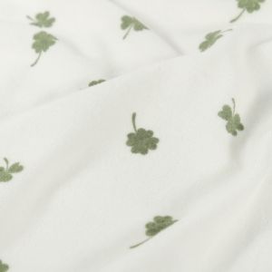 Stretch frottee kleeblätter offwhite