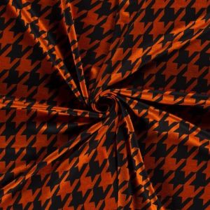 Jersey stoff discharge bedruckt pied-de-poule braun