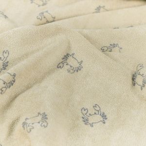 Stretch frottee bedruckt krabben beige