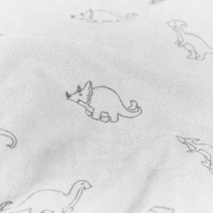 Stretch frottee bedruckt dinos hellgrau