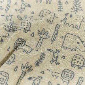 Stretch frottee bedruckt tiere beige