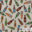 Dekostoff Leinen-Optik Digitaldruck Bierflaschen beige