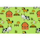 Baumwolljersey bauernhoftiere lime