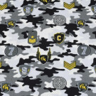 Baumwolle Camouflage mit Emblemen grau