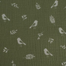 Baumwoll Musselin Vögel tannengrün