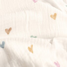 Baumwoll musselin digitaldruck herzen offwhite