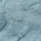 Stretch Frottee bedruckt Dinos indigo