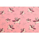 100x150 cm Baumwolljersey Einhörner rosa