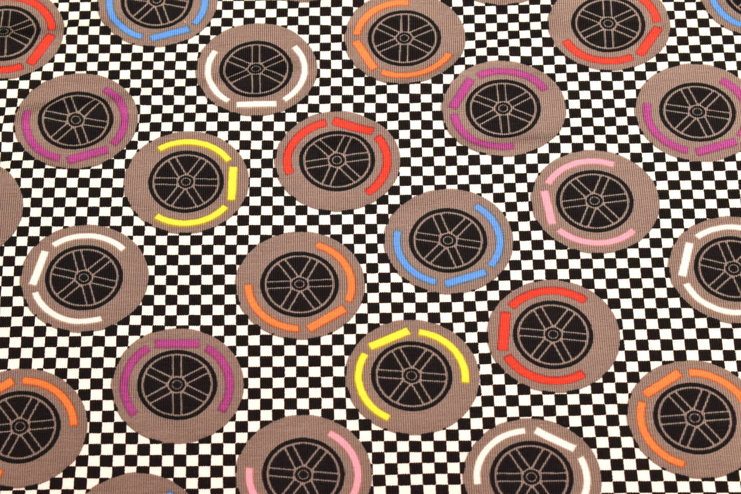 100x150 cm baumwolljersey reifen auf finish fahne schwarz/weiß/multicolor