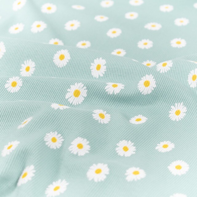 Ripp jersey blumen babyblau